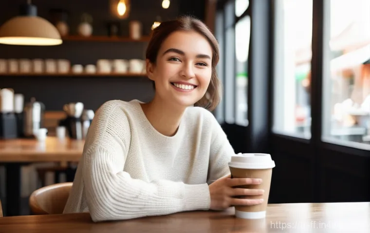 하이퍼 퍼스널라이제이션과 고객 충성도 - The Personalized Coffee Moment**
A young woman in her late 20s, with warm, inviting eyes and a gentl...