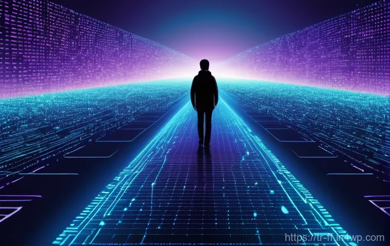 하이퍼 퍼스널라이제이션과 개인 정보 보호 - **Prompt 1: The Digital Footprint Journey**
A young individual (gender-neutral, perhaps wearing ...