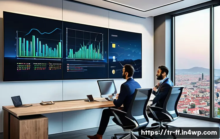 하이퍼 퍼스널라이제이션을 위한 데이터 저장소 구성 - A modern Turkish office environment showing a diverse team of professionals collaborating on data in...
