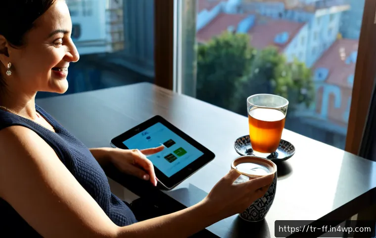 Home 17 하이퍼 퍼스널라이제이션과 고객의 기대 변화 - Photorealistic Istanbul lifestyle scene, a Turkish woman in her 40s seated at a bright modern home d...